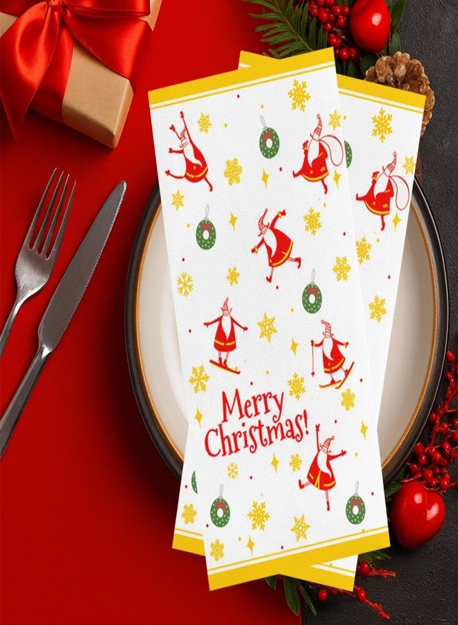 Bribay 200 Pcs Christmas Napkins Paper Towels Disposable Guest Hand Towels 3 Ply, Red Santa Claus Xmas Decorative Paper Napkins for Bathroom Holiday Cocktail Dinner Party Decor - Image 4